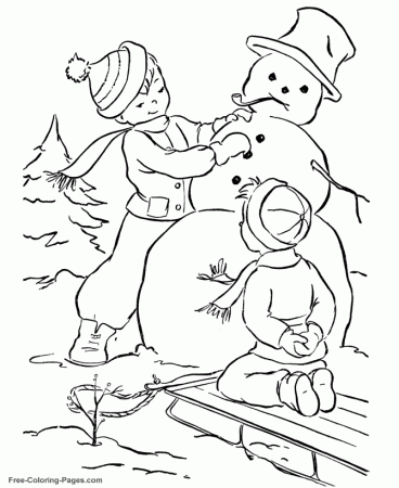 Winter Coloring Sheets - Build a Snowman