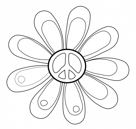 Peace Symbol Peace Sign Flower 82 Black White Line Art Coloring 