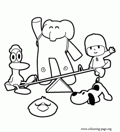 Pocoyo - Pocoyo and his best friends coloring page