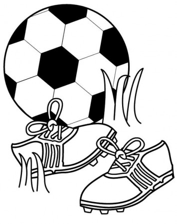 Coloring page : Football shoes and ball - Coloring.me
