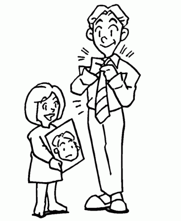 Bluebonkers : Father's Day Coloring Sheets - Daughter gives father 