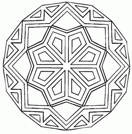 Easy Geometric Mandala Coloring Page