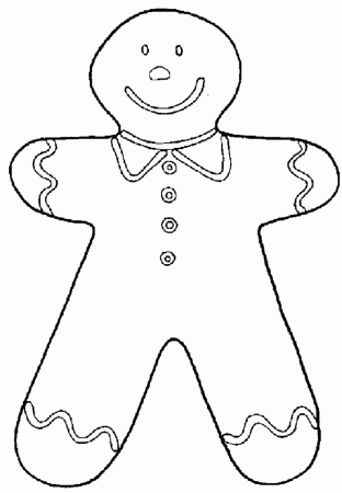 Gingerbread Man Coloring Page : Printable Coloring Book Sheet 
