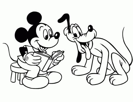 Mickey Mouse Hugging Pluto Dog Coloring Page | Free Printable 