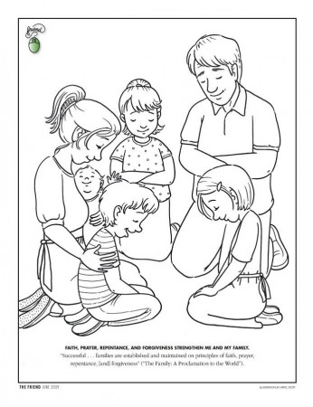 Family praying coloring page. | Sunday School