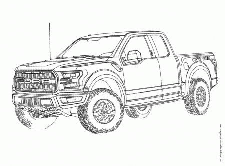 Pickup truck coloring pages. Ford Raptor || COLORING-PAGES-PRINTABLE.COM