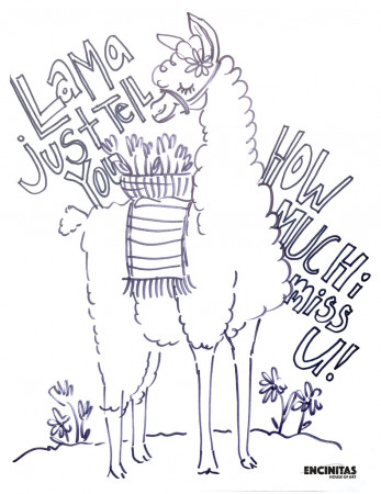 Llama Just Tell You Coloring Page – Encinitas House of Art