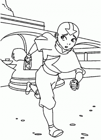 Aang Runs Avoiding Trouble in Avatar the Last Air Bender Coloring ...
