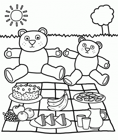 Spring Coloring Sheets : Scene Of Spring Coloring Page. Picnic ...