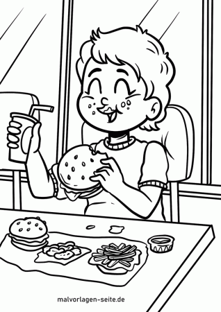 Coloring page eat fast food - free coloring pages