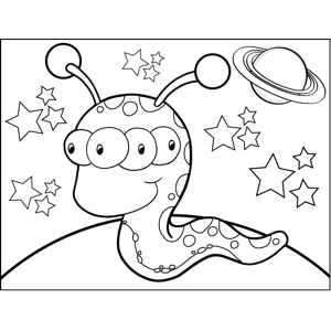 Four-Eyed Space Slug Coloring Page