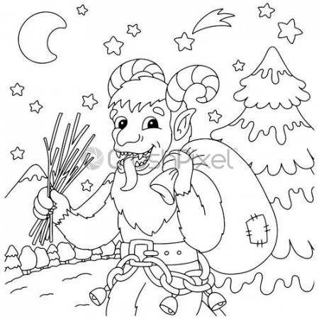 Christmas Krampus Coloring book page for kids Cartoon style character -  stock vector 4511604 | Crushpixel