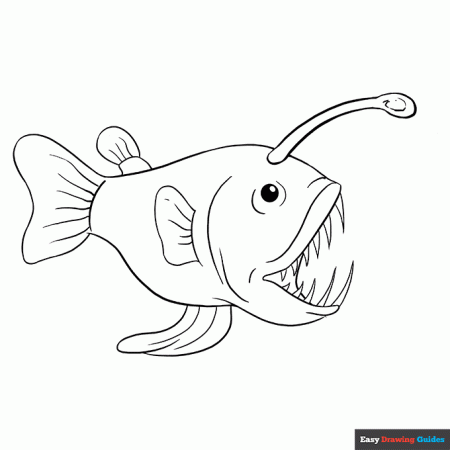 Angler Fish Coloring Page | Easy Drawing Guides