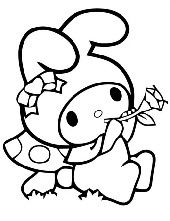 My Melody Holding Flower Coloring Page | Hello kitty coloring, Hello kitty  drawing, Hello kitty colouring pages