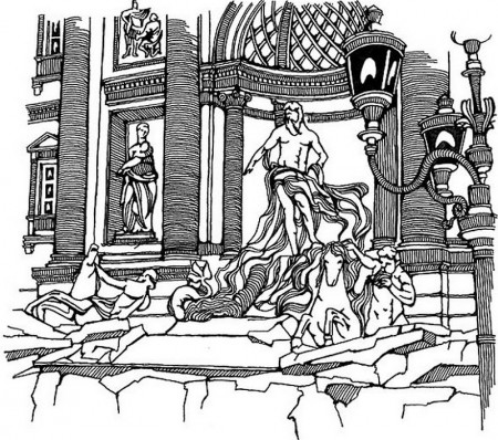 Art Therapy coloring page Italy : Fountain of Trevi 8
