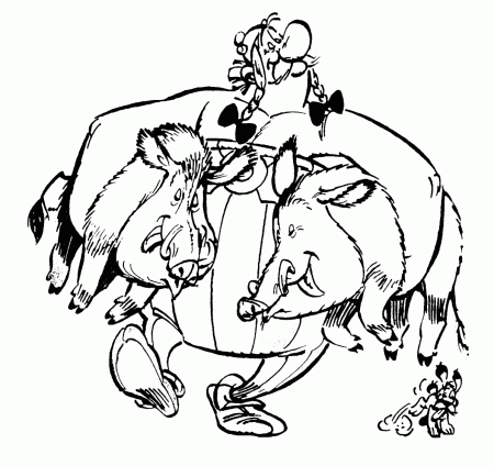 Obelix with Pigs coloring page