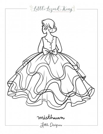 Misthaven Tulle Dress Coloring Page – Little Lizard King