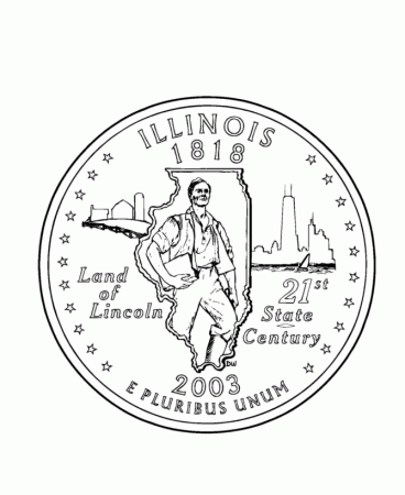 USA-Printables: Illinois State Quarter - US States Coloring Pages