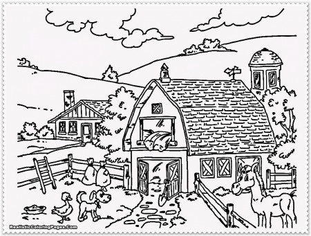 Detailed Farm Coloring Pages For Adults