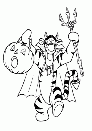Winnie The Pooh Friend Tiger Coloring Pages of Halloween | Coloring