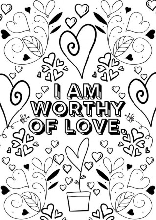 I Am Worthy of Love Positive Affirmation Coloring Page - Etsy