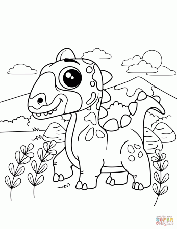 Cute Dinosaur coloring page | Free Printable Coloring Pages