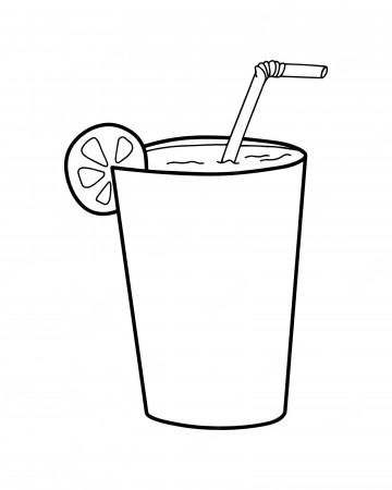 Premium Vector | Glass with a refreshing drink with a straw and an orange  or lemon doodle linear cartoon coloring