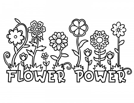 Printable Flower Power / Flower Coloring Page / Digital - Etsy