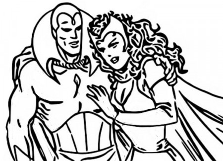 Coloring page WandaVision : Vision and Scarlet Witch 1