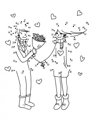 Cute Couple Do To Dots Coloring Page - Free Printable Coloring Pages for  Kids