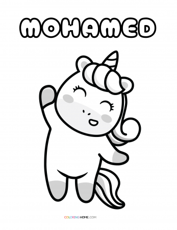 Mohamed unicorn coloring page