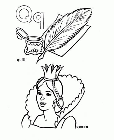 Q Is for Queen and Quill Coloring Page - Get Coloring Pages