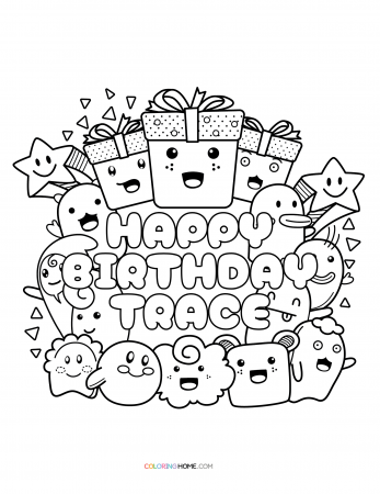 Happy Birthday Trace coloring page