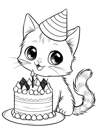 cat cake coloring pages