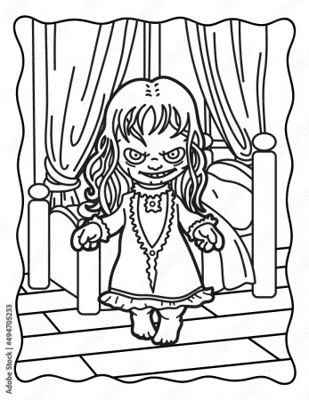 Coloring book for children. Creepy girl ...