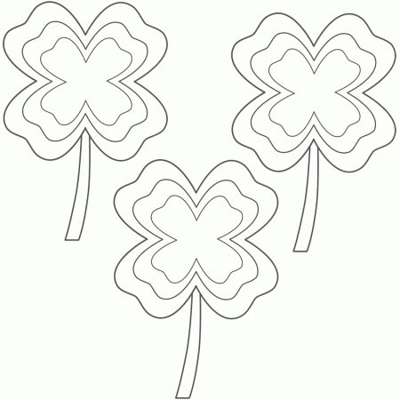 Four Leaf Clovers with multi-border (3 clovers) - Coloring Page ...