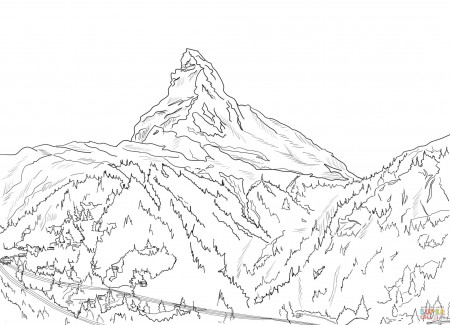 Matterhorn the emblem of Swiss Alps coloring page | Free Printable Coloring  Pages