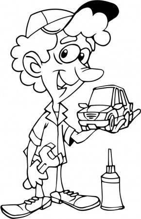 Cartoon Mechanic Coloring Page - Free Printable Coloring Pages for Kids