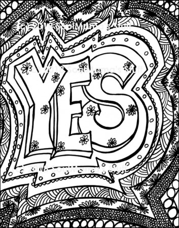 Yes Coloring Page Digital Download PDF Adult Coloring - Etsy Israel