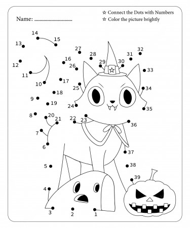 Premium Vector | Halloween dot to dot coloring page for kids premium vector
