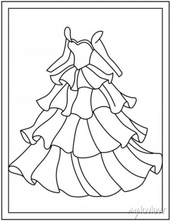Fancy dress coloring page design template posters for the wall • posters  design, christmas, abstract | myloview.com