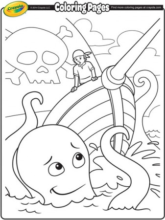 Pirate Ship and Giant Sea Creature Coloring Page | crayola.com