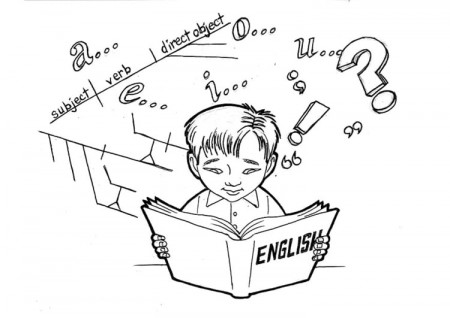 Coloring Page studying English - free printable coloring pages - Img 9242