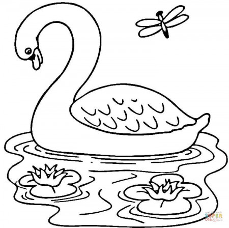 Swan in the Lake coloring page | Free Printable Coloring Pages