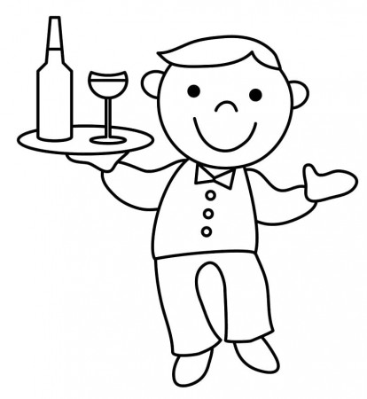 Little Waiter Coloring Page - Free Printable Coloring Pages for Kids