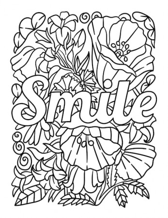 Premium Vector | Smile motivational quote coloring page for adults