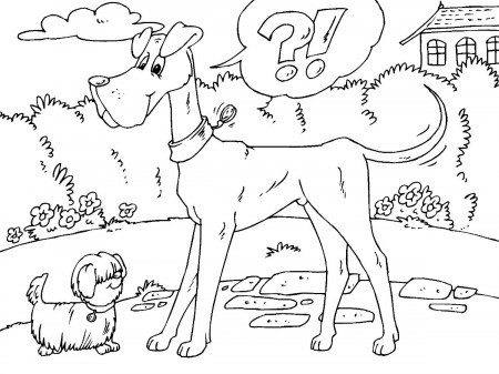Small Dog And Big Dog Coloring Page - Free Printable Coloring Pages for Kids