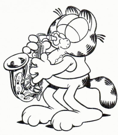 Garfield Playing Saxophone Coloring Page - NetArt