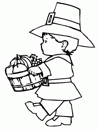 Boy Pilgrim Coloring Page Images & Pictures - Becuo