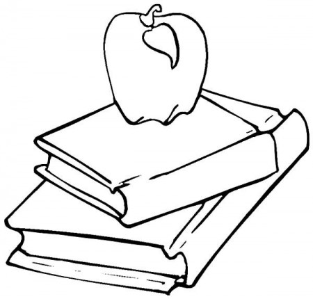 Books, : Apple on Stack of Book Coloring Page | Coloring books, Coloring  pages, Stack of books